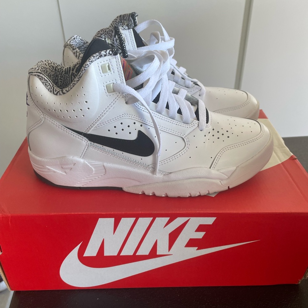 Mens White and Black High-Top Sneakers